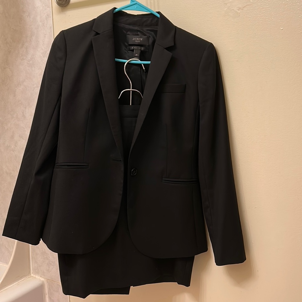 2 PETITE Classic black J. Crew suit set, gently used great condition!